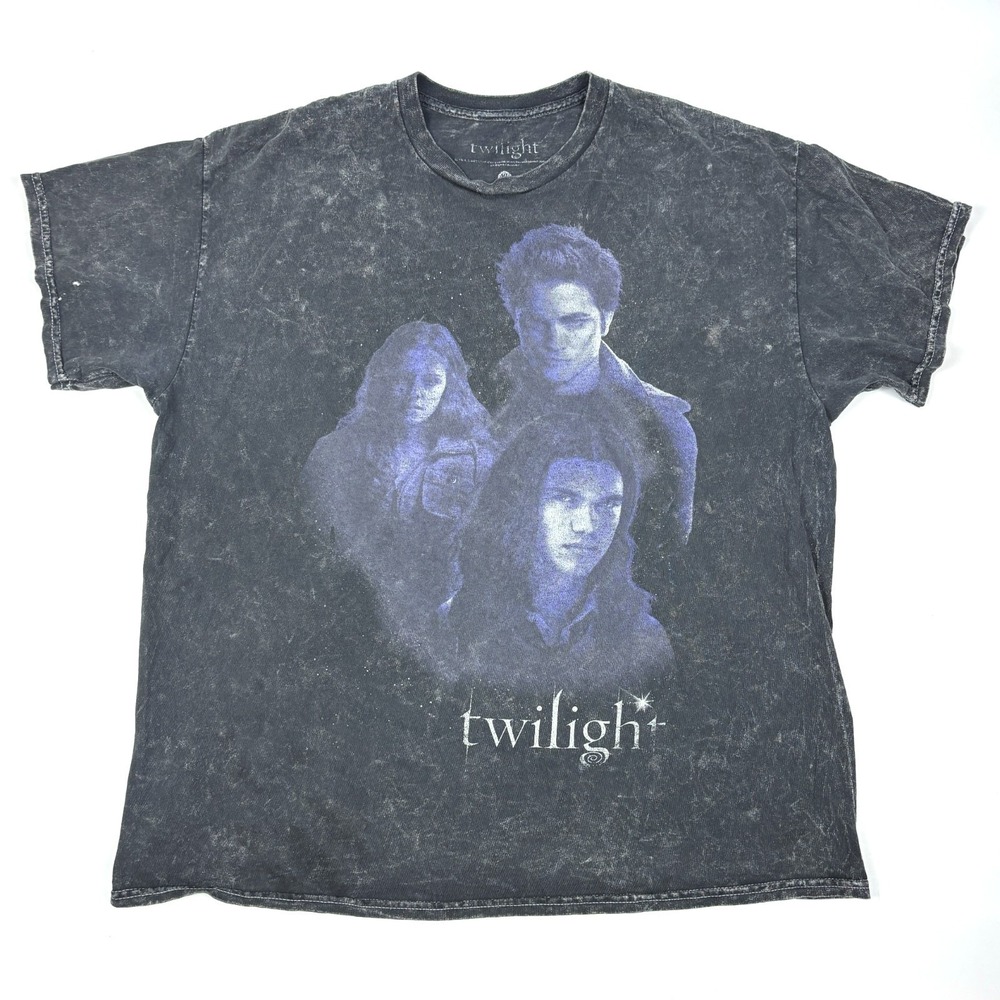 Twilight Movie Acid Wash T Shirt Womens Sz XL Black Bella Edward Jacob Goth Grng